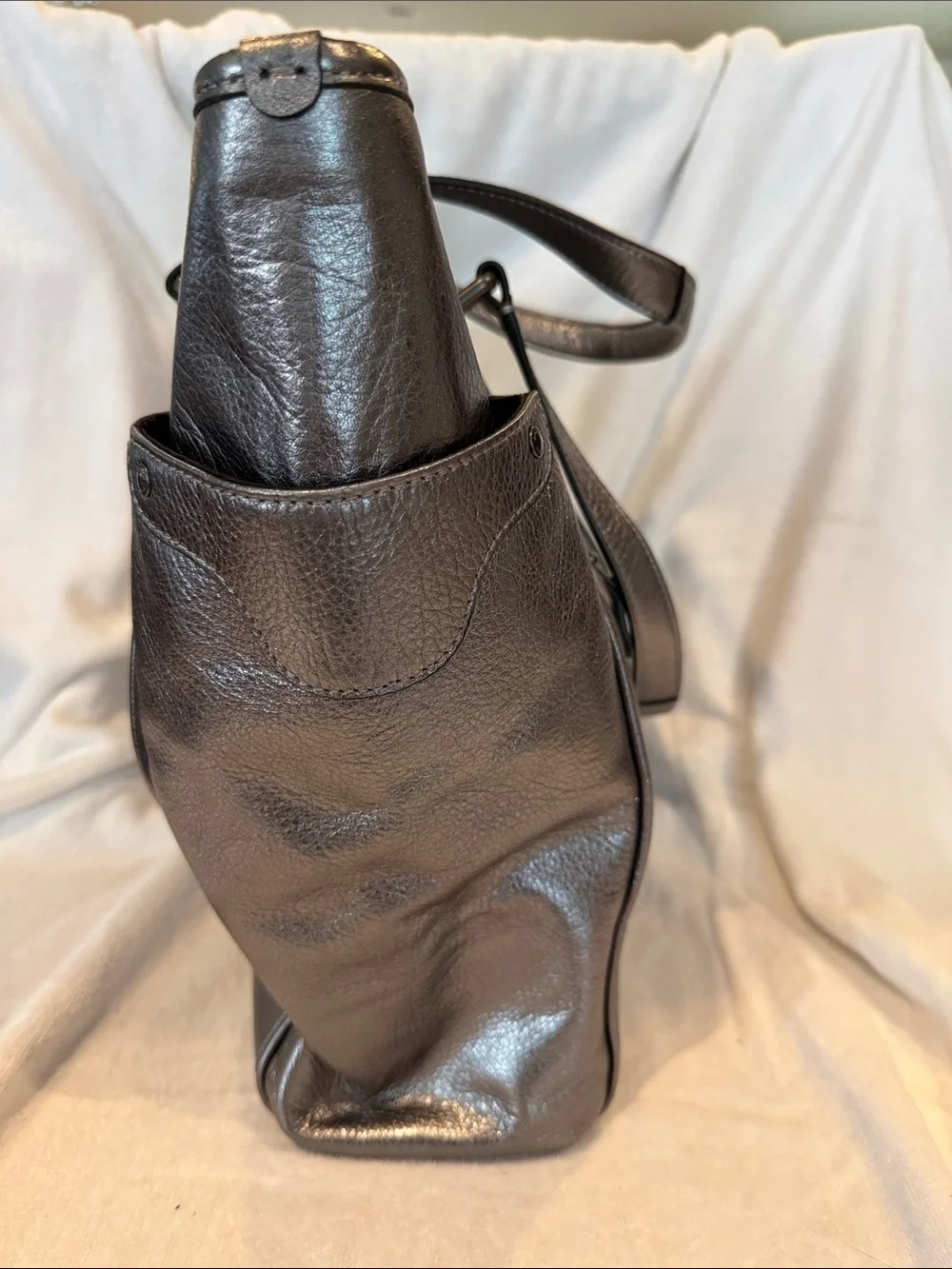 Coach Metallic Charcoal Leather Tote